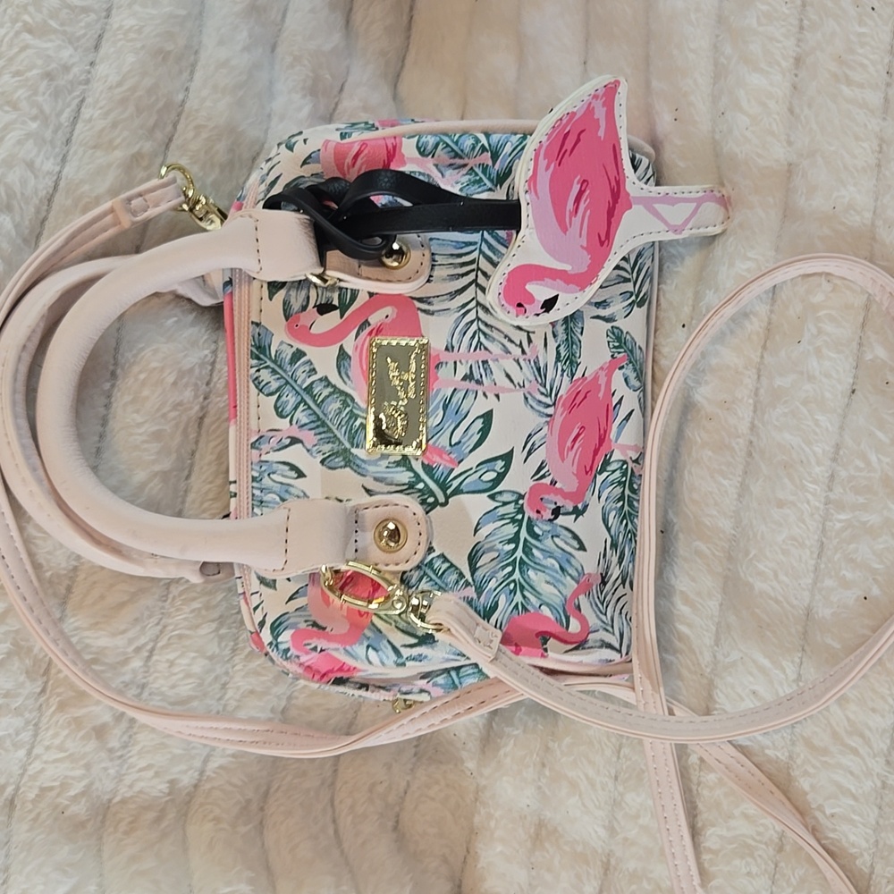 Flamingo Print Mini Satchel Bag - Pink